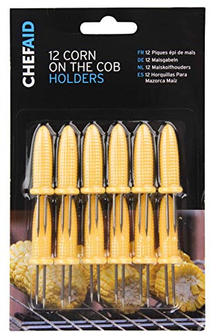 Chef Aid Corn Cob Forks, Stainless Steel Corn Forks for holding Corn on the Cobs, Pack of 12 Skewer style forks, Perfect for BBQ, Parties and Buffets