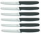 6 Stück Neustanlo Tafelmessser 10299 Menümesser Tischmesser Buttermesser Brötchenmesser / Klinge Eldelstahl rostfrei Wellenschliff / Griffe Kunststoff schwarz