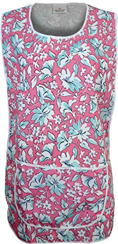 FASHION REVIEW [Pink, UK - 12-14] New Ladies Womens Flower Printed Work Kitchen Cleaning Cooking Apron Overall