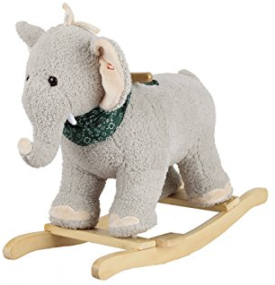 Sweety Toys Schaukelelefant Elefant grau mit Halstuch mit Lullaby Musik, Schaukelpferd, 83 cm x 60 x 40 cm, für Kinder ab 3 Jahren, unisex, Kinder