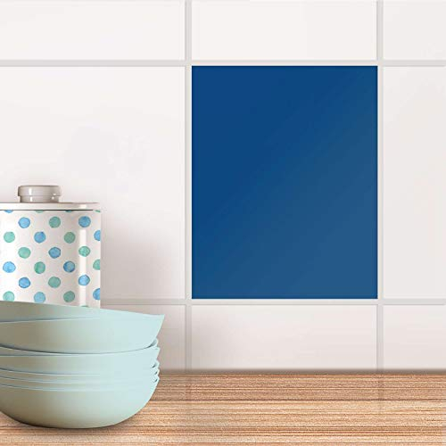 creatisto Fliesenaufkleber abwaschbare I Fliesen Sticker Aufkleber Folie selbstklebend Bad renovieren Küche Dekoration Bad I 20x25 cm Design Motiv Blau Dark - 1 Stück