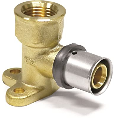 Pipetec Pressfitting Wandwinkel 16x2 1/2 Zoll IG 52mm Wandscheibe TH Kontur Verbundrohr, DVGW, TH-Profil