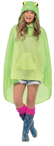 Smiffys Festival Novelty Adult Unisex Frog Party Poncho with Drawstring Bag