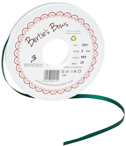 Berisfords Double FACE Poly Satin Ribbon, Forest, 10x1x10 cm