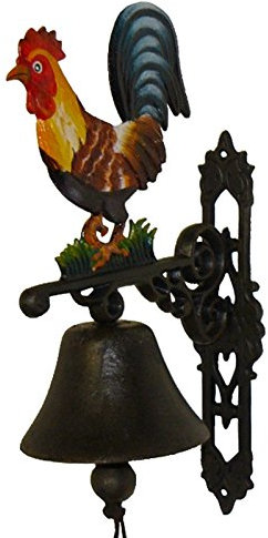 Luxus Pur UG Türglocke Glocke Gusseisen mit Motiv Hahn Nostalgie Wandhalter Dekoration Klingel