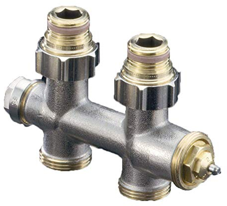 Oventrop Multiblock T/Mittenanschluss- Armatur Durchgagsform IG 1/2 Zoll 50 mm Zweirohrarmatur