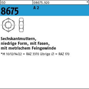 10 Sechskantmutter mit Fasen ISO 8675 A2 M24x1,5 V2A Niro Edelstahl