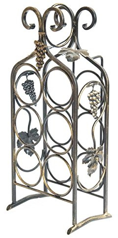 arterameferro Porte-bouteilles en fer forgé à 6 places, à poser, décoration de maison, cave restaurante.