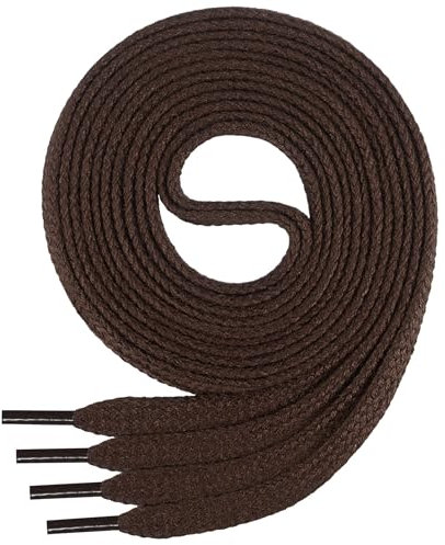 Di Ficchiano - Cordones planos de algodón 100% para zapatillas y calzado deportivo, muy resistentes, aprox. 7 mm de ancho, 45-200 cm de longitud, fabricado en Europa, Unisex, marrón oscuro, 110