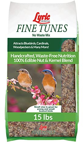 Lyric Fine Tunes Wild Bird Seed Mix - No Waste Bird Food Mix - Attracts Bluebirds, Finches, Chickadees & More - Seed for Outside Feeders - 15 lb Bag
