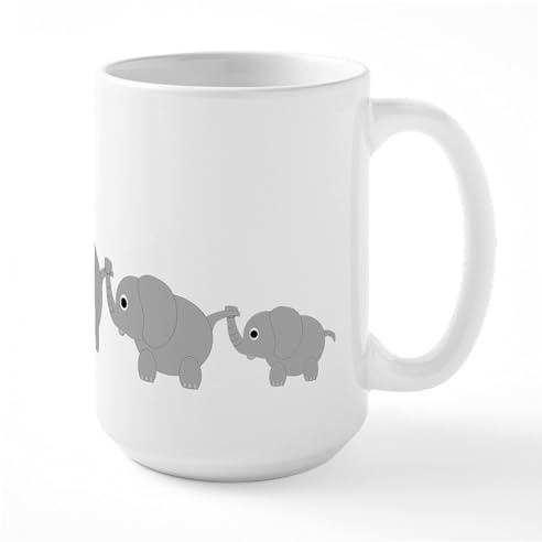 CafePress Elephants Design Large Mug 15 oz (444 ml) Ceramic Coffee Mug