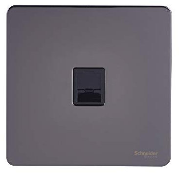Schneider Electric Ultimate Screwless Flat Plate - Single Data Socket, RJ45, GU7471BBN, Black Nickel with Black Insert