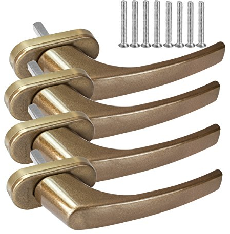 4 x Alu Fenstergriff in Gold F4 - Stiftlänge 30mm