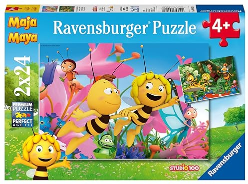 Ravensburger Kinderpuzzle - 09093 Die kleine Biene Maja - Puzzle für Kinder ab 4 Jahren, Biene Maja Puzzle mit 2x24 Teilen
