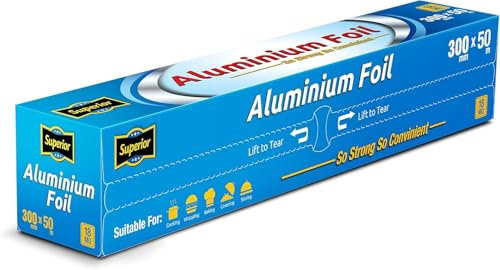 Superior Heavy Duty Kitchen Foil - 30cm x 50m - Non-Stick Aluminium Foil with Built in Cutting Edge - Ideal Tin Foil Roll for Food Storage Cooking Grilling, Roasting