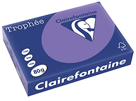 Clairefontaine 1786C - Ries Druckerpapier / Kopierpapier Trophee, intensive Farben, DIN A4, 80g, 500 Blatt, Violett, 1 Ries