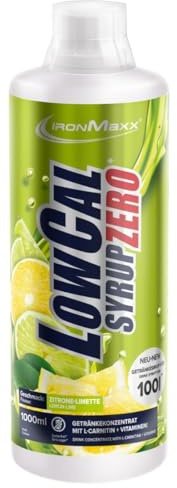 IronMaxx LowCal Syrup Zero - Lima Limon 1000ml | jarabe para bebidas sin azúcar 1:100 rinde 100 l de mezcla para bebidas | Bebida concentrada con 22 mg de L-carnitina y 19 mg de magnesio por ración