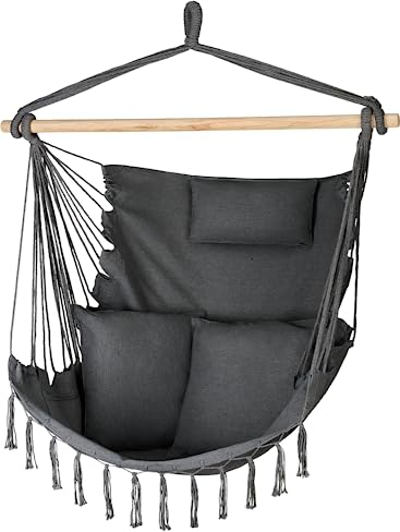 Outtec Hängesessel Outdoor 100x130x75cm, bis 150 kg, Hängeschaukel Outdoor mit Kissen, Boho Hängesessel ohne Gestell Für Garten und Zimmer, Hängestuhl Outdoor, Hängesitz Schaukel für Erwachsene