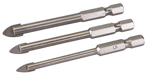 Silverline Tools 224760 - Juego de brocas hexagonales para vidrio y azulejos, 3 pzas (5, 6 y 8 mm)