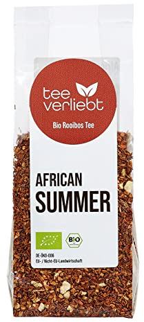 teeverliebt - Bio Rooibos-Tee African Summer 100 g I loser Bio Rotbuschtee I Exotischer Geschmack nach Orange & Mango I Aus kontrolliert biologischem Anbau I 100g