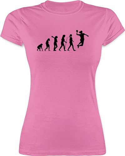 Shirt - Entwicklung und Outfit - Handball Evolution Damen - S - Rosa - Handball-t-Shirt Handballer Handballerin Tshirt Shirts hanball t-Shirt t halbball für Frauen Handball. t-Shirts Handball,