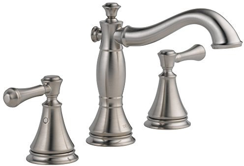 Delta Faucet Cassidy 3597LF-SSMPU weit verbreitete Badarmatur Gebürstetes Nickel, Badezimmer-Wasserhahn 3 Loch, Badezimmer-Waschbecken-Wasserhahn, Metall-Ablauf-Montage, Edelstahl