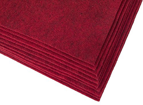 Bastelfilz Bögen 10er-Pack flex Filz DIN A4, Stärke 1,5-2mm, Filzplatte, 29 Farben, Farbe:rot meliert