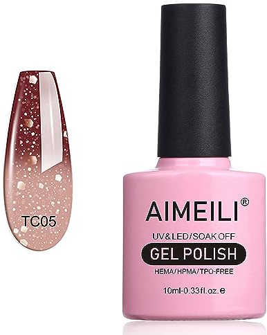 AIMEILI Soak Off UV LED Temperature Colour Changing Chameleon Gel Nail Polish Glitter - Chocolate Spark (TC05) 10ml
