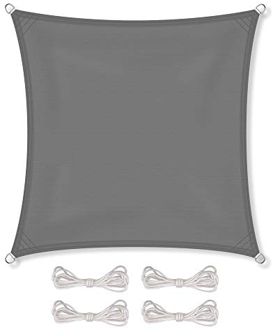 CelinaSun Sonnensegel wasserdicht inkl Befestigungsseile Premium PES wasserabweisend imprägniert Quadrat 3,6 x 3,6 m anthrazit