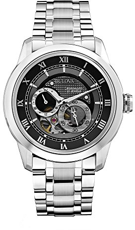 Bulova Automatic 96A119 - Montre-bracelet de créateur - pour homme - à remontage automatique - bracelet en acier inoxydable - cadran noir