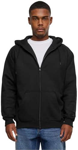 Urban Classics Herren Kapuzenpullover Zip Hoody, Sweatjacke mit Reißverschluss für Männer, Loose Fit, 3XL, Black