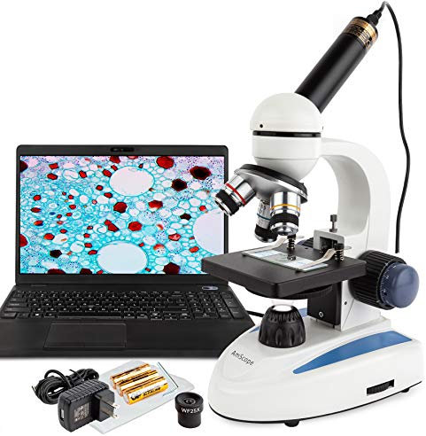 AmScope M158C-E-1 Biologia Scienza Metallica Studenti Microscopio con USB Digital Imager, 40X-1000X