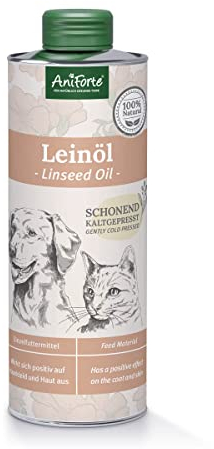 AniForte Leinöl Hunde & Katzen 500ml - Natives & kaltgepresstes Leinsamenöl, reich an Omega 3 & Omega 6 Fettsäuren, Barf Öl Zusatz, Leinöl für Hunde & Katzen