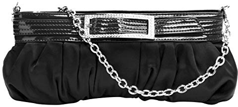 Cluty Abendtasche ORSOLO Kunstfaser Damen | Made in Italy | Handtasche mit Glitzer-Schnalle | Elegante Party Clutch schwarz | 014211
