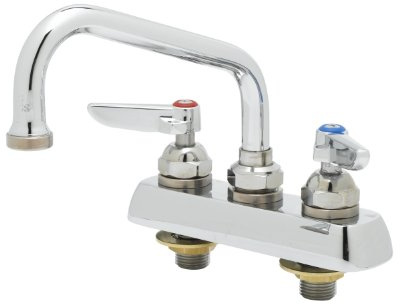 T&S Brass B-1101 Workboard Faucet with Deck Mount, 3-1/2-Inch Centers, 8-Inch Swing Nozzle and Lever Handles