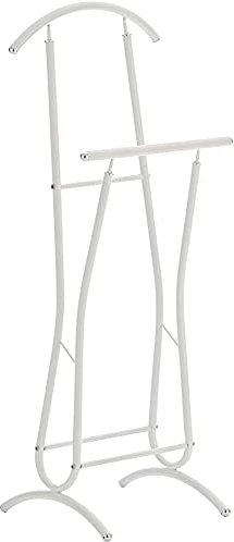 CLP Valet de Chambre Design Rufus Moderne et Elégant I Porte Manteau Robuste avec Espace pour Chaussure I Valet de Nuit avec 2 Barres de Rangeme, Couleur:blanc