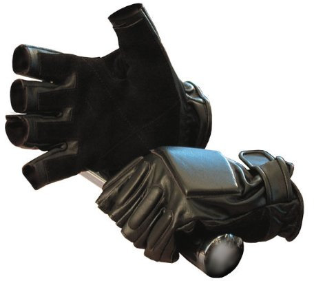 Handschuhe herren leder und Verstärkungen Fostex Halbfinger Motorrad Biker Custom M schwarz