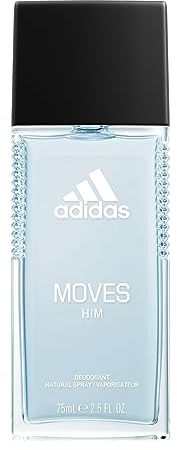 adidas Moves Deodorant Natural Spray, langanhaltender, aromatischer Herren-Duft mit natürlich ätherischen Ölen, 75 ml