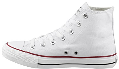 Elara Unisex Kult Sneaker | Bequeme Sportschuhe für Damen und Herren | High Top Textil Schuhe|Chunkyrayan Farbe, Weiß, 43 EU