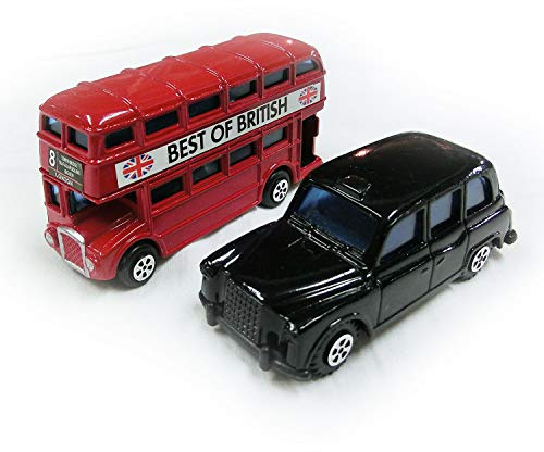 Die Cast Metal Red Bus and Taxi set