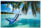 REINDERS Poster, Hängematte am Strand, Schlafzimmer, Poster, Wanddeko, Room Decor, 150 gr. glänzend Bilderdruckpapier, Blau, 61x91,5cm
