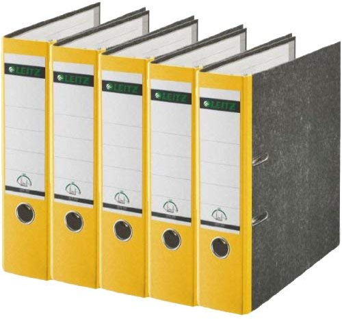 5er Pack Leitz 1080 Qualitäts-Ordner breit, mit patentierter 180º-Präzisionsmechanik (gelb)