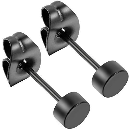 JewelryWe Runde Ohrstecker Herren Edelstahl: 3mm Schwarz Kreis Ohrringe Ohrpiercings Ohrschmuck für Männer Frauen, 2pcs(1 Paar)