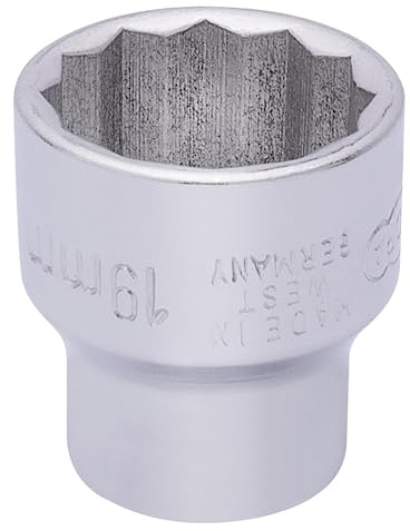 Draper 25953 Elora Bi-Hexagon Socket, 3/8 Square Drive, 19mm, Blue
