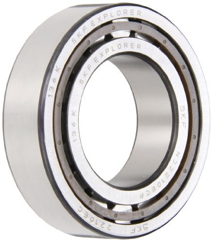 SKF NJ 2210 ECP Cylindrical Roller Bearing, Single Row, Removable Inner Ring, Flanged, Straight Bore, High Capacity, Normal Clearance, Polyamide/Nylon Cage, Metric, 50mm Bore, 90mm OD, 23mm Width