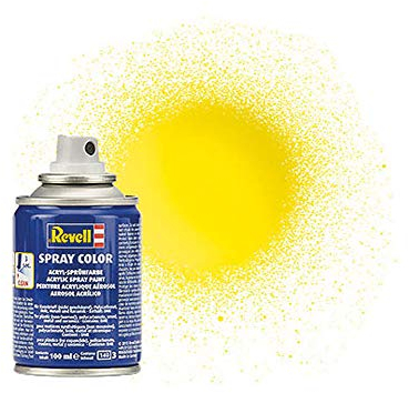 Revell Spraydose Gelb, Glänzend I 100-ml-Sprühdose für leuchtende Farben I Ideal für Modelle und Bastelprojekte I Hochwertige, glänzende Lackierung