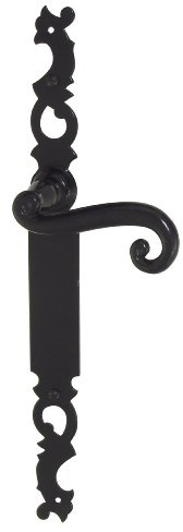 DT 2000 761910 Poignée de porte sur plaque coq fer Noir sans trou