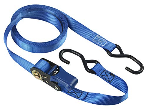 Master Lock 4366EURDAT Sangle d'Arrimage avec Crochets et Cliquet, Bleu, 5m x 25mm Sangle