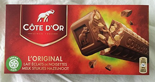 Côte d'Or - Lait Éclats De Noisettes Original - 400 g (2 x 200 g) - Tablette / Barres de chocolat emballée individuellement - Importé de Belgique