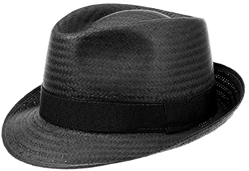 Chapeau Trilby Málaga en Paille chapeaux de paille Player (53 cm - noir)
